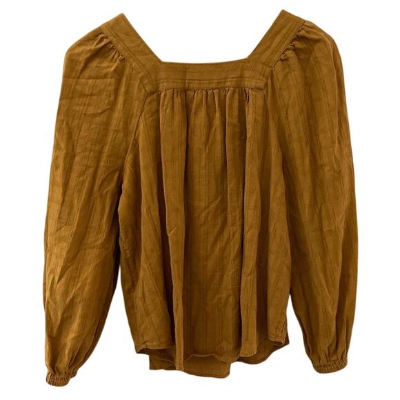 Madewell Square-Neck Bubble-Sleeve Textured Top in Antique Gold Size XS - Picture 4 of 9